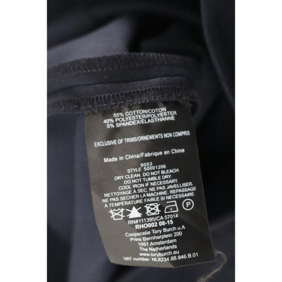 Tory burch pants women's 2 Caliie skinny ankle cotton blend blue gold logo - Picture 14 of 14